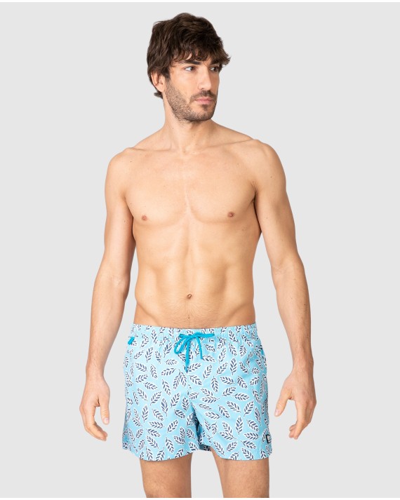 Bañador hombre MASSANA celeste hojas